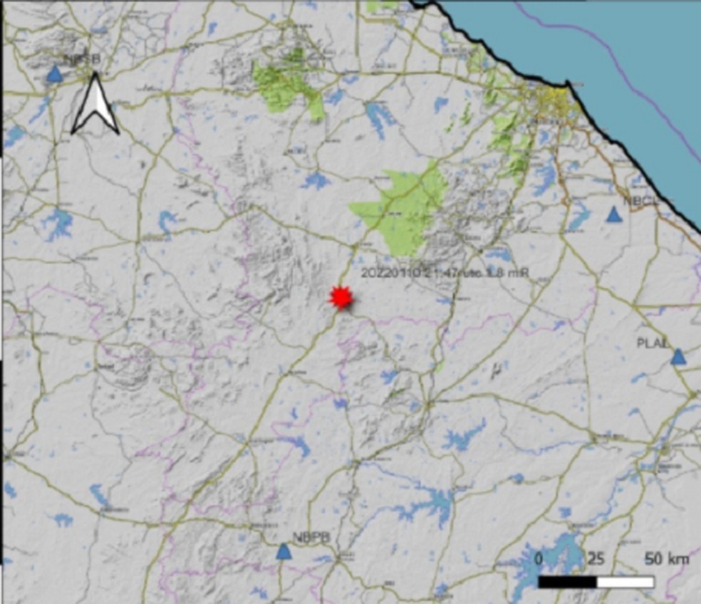 Tremor atinge cidade de Canindé a 115 km de Fortaleza — Foto: Reprodução