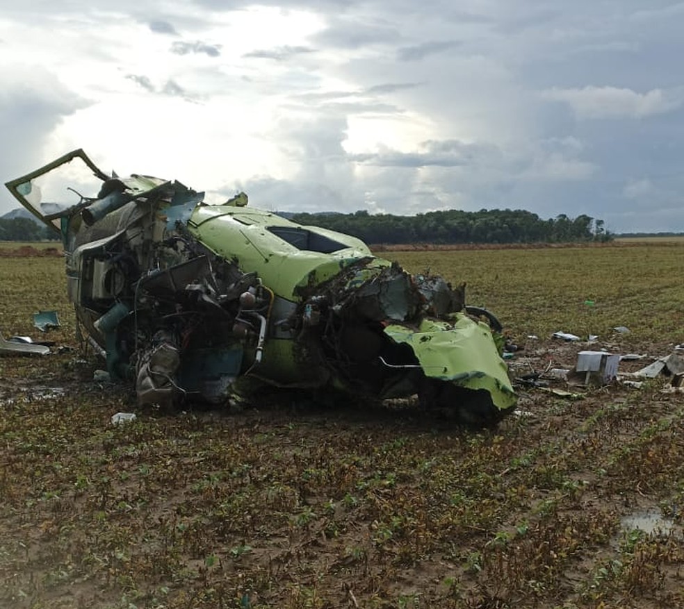 Situação do helicóptero após acidente — Foto: Divulgação