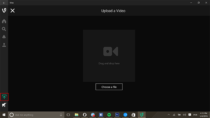 Vine para Windows 10 também pode publicar vídeos na rede social (Foto: Reprodução/Elson de Souza)