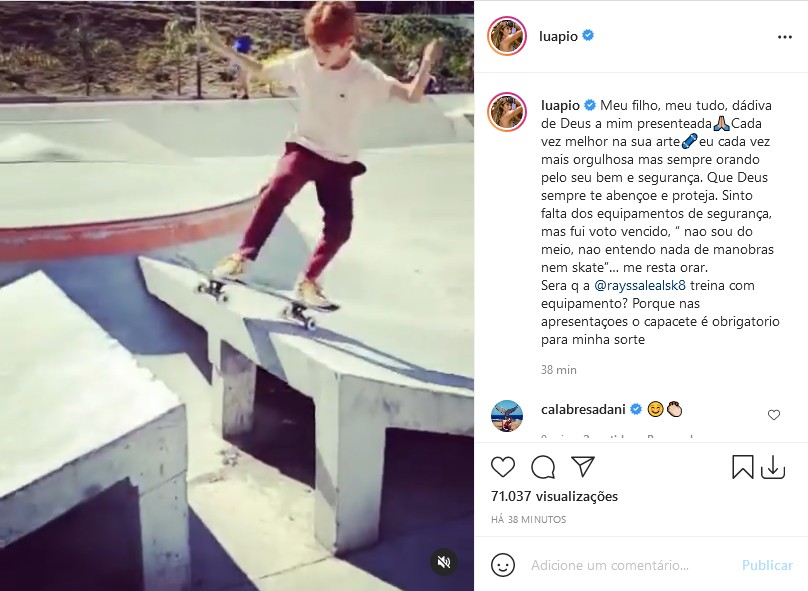 Luana Piovani fala sobre filho mais velho andar de skate (Foto: Reprodução/Instagram)