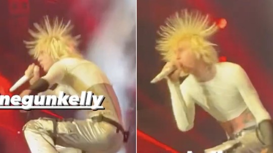Machine Gun Kelly toma choque em show: "Meu cabelo arrepiou"