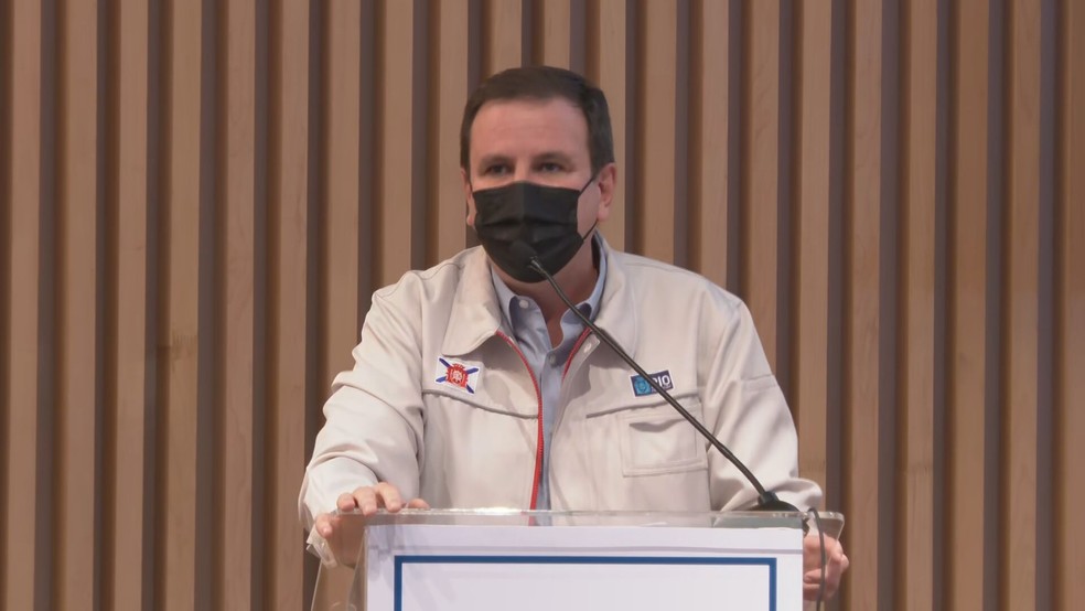 Eduardo Paes, durante evento no Museu do Amanhã, na manhã desta quarta-feira (28). — Foto: Reprodução/Internet