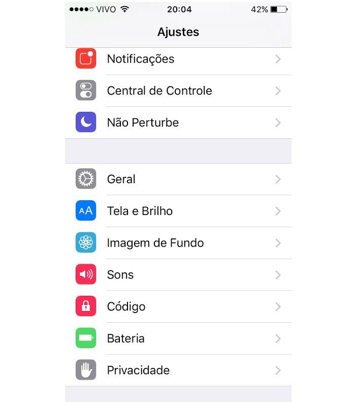 Continue no menu Geral do iOS (Foto: Reprodução/Thiago Barros)
