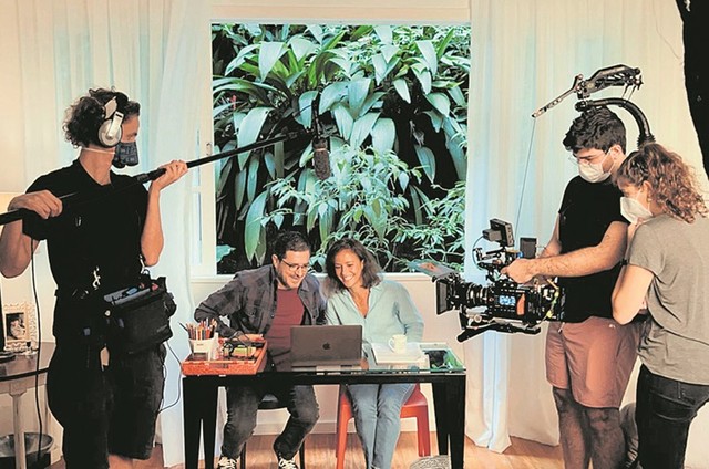 Guilherme Piva e Fernanda de Freitas no set (Foto: Arquivo pessoal)