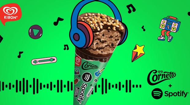 Kibon e Spotify lançam parceria inédita de olho no verão, com novo Cornetto em sabor brownie com cookies (Foto: Divulgação/Spotify)