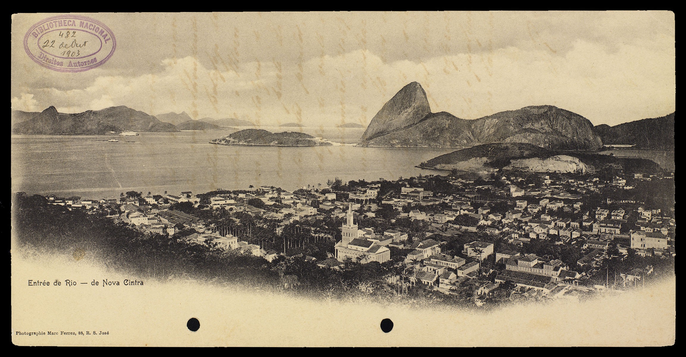 Fotografia de Marc Ferrez. Entrée de Rio: de Nova Cintra, c. 1890. Baía de Guanabara, Rio de Janeiro (Foto: Reprodução)