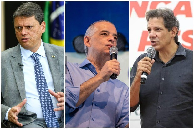 Política: Tarcísio de Freitas, Márcio França e Fernando Haddad disputam intenções de voto no Estado de SP (Foto: Fotos: Agência Brasil/Divulgação Facebook e Reprodução/instagram)