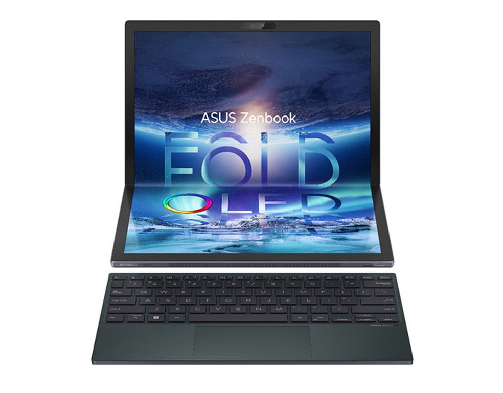 Asus Zenbook 17 Fold, com tela dobrável e teclado bluetooth, é destaque entre lançamentos da empresa durante a CES 2022 — Foto: Divulgação/Asus