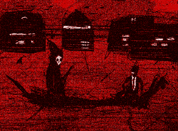 All Time High in the City", do artista XCOPY, foi feita em 2018 e faz uma representação dinâmica da Morte (Foto: XCOPY / Reprodução)