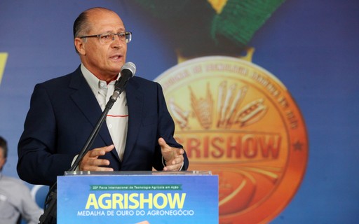 Cerimônia de abertura da Agrishow 2016 em Ribeirão Preto, SP. O governador Geraldo Alckmin, durante a cerimônia. Foto: Pierre Duarte