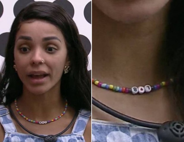 Brunna Gonçalves usa colar em homenagem a Ludmilla (Foto: Reprodução/Globoplay)