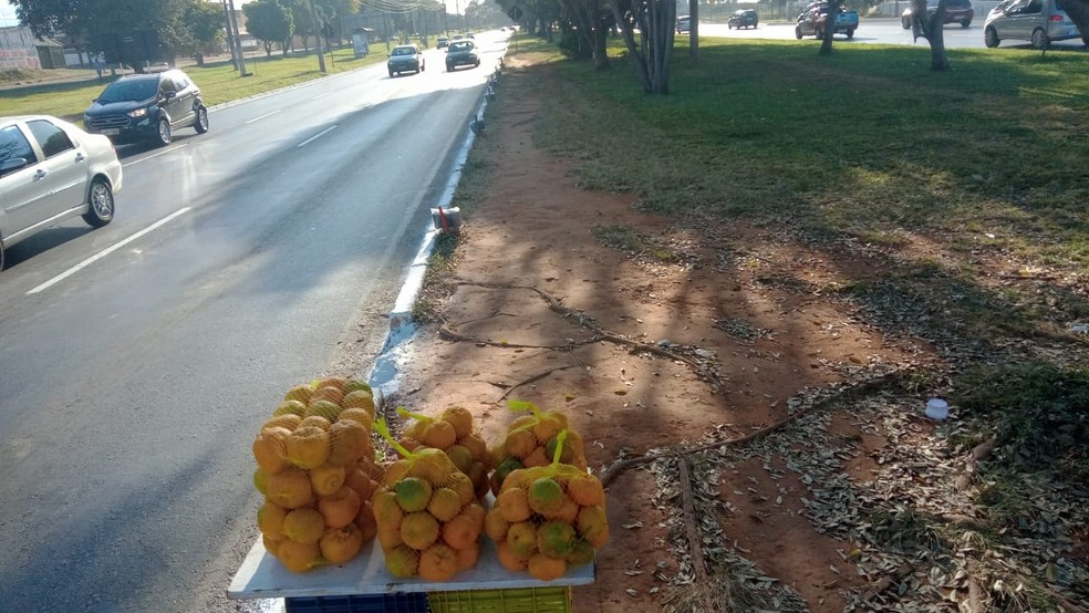 Atualmente, Lucas Moreira de Souza trabalha com venda de frutas em um semáforo de Ceilândia, no DF — Foto: Arquivo pessoal