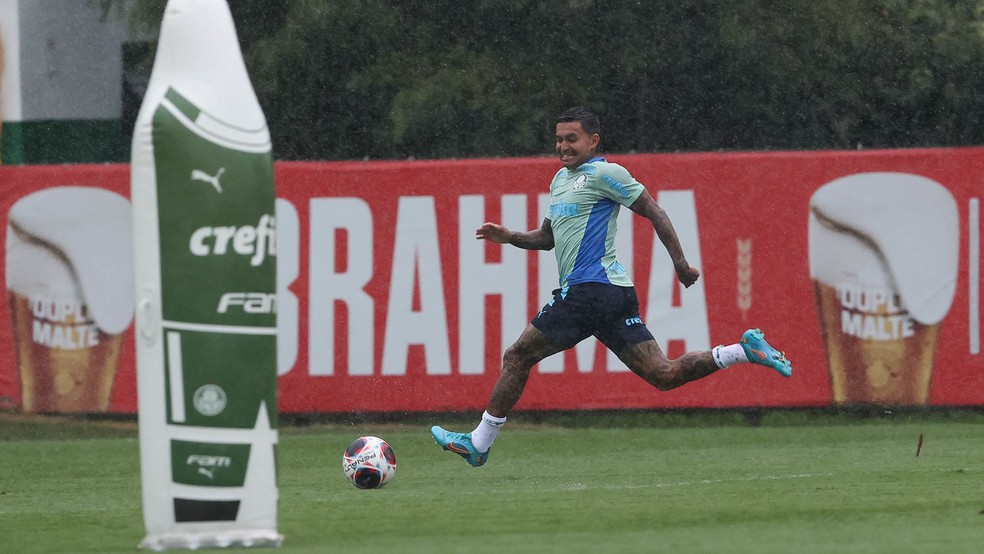 Dudu durante treino do Palmeiras na Academia de Futebol — Foto: Cesar Greco