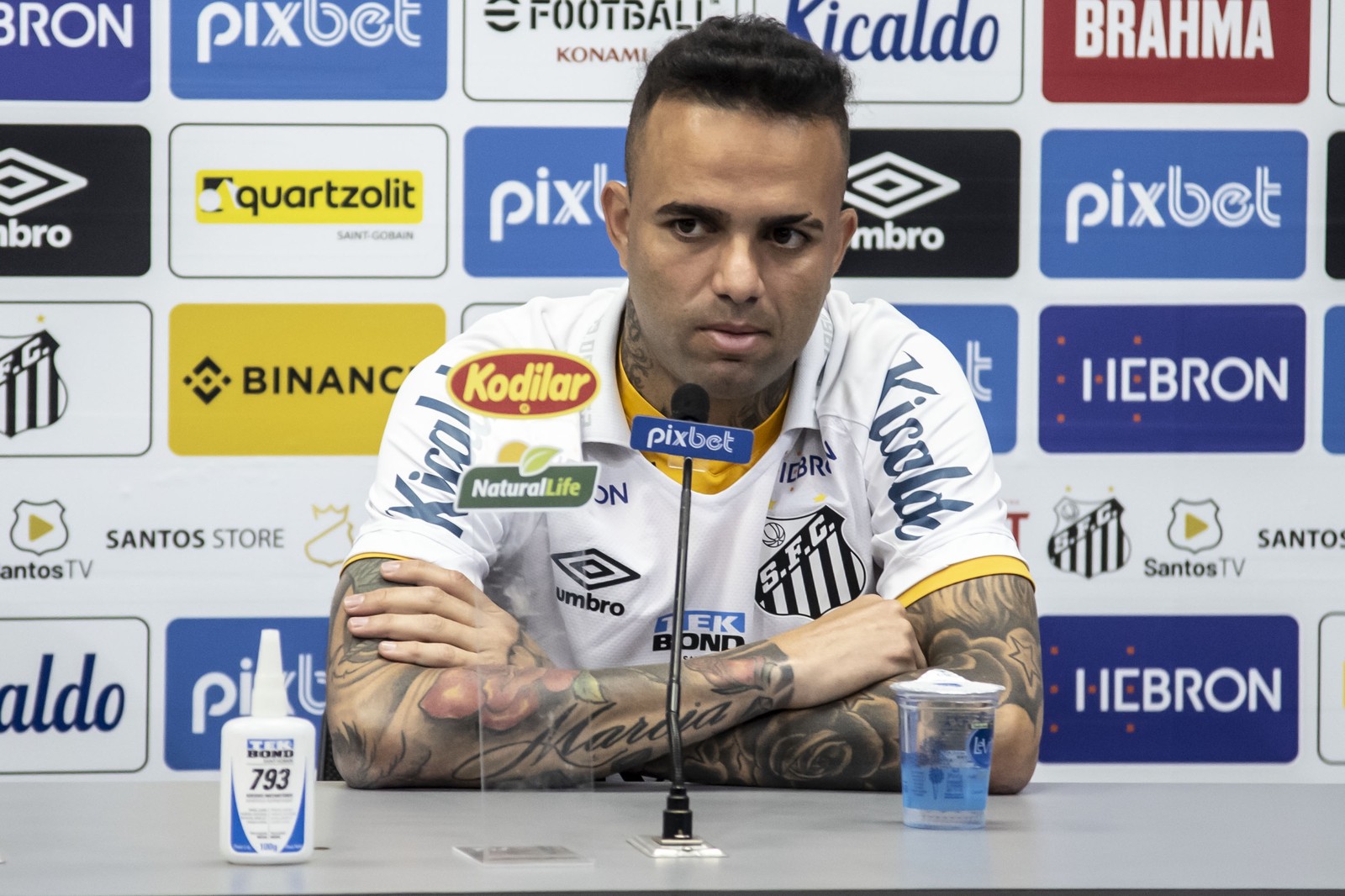 Outro titular na final, Luan Guilherme jogava no Grêmio. Recentemente, o atacante se transferiu para o Santos — Foto: Ivan Storti/Santos FC