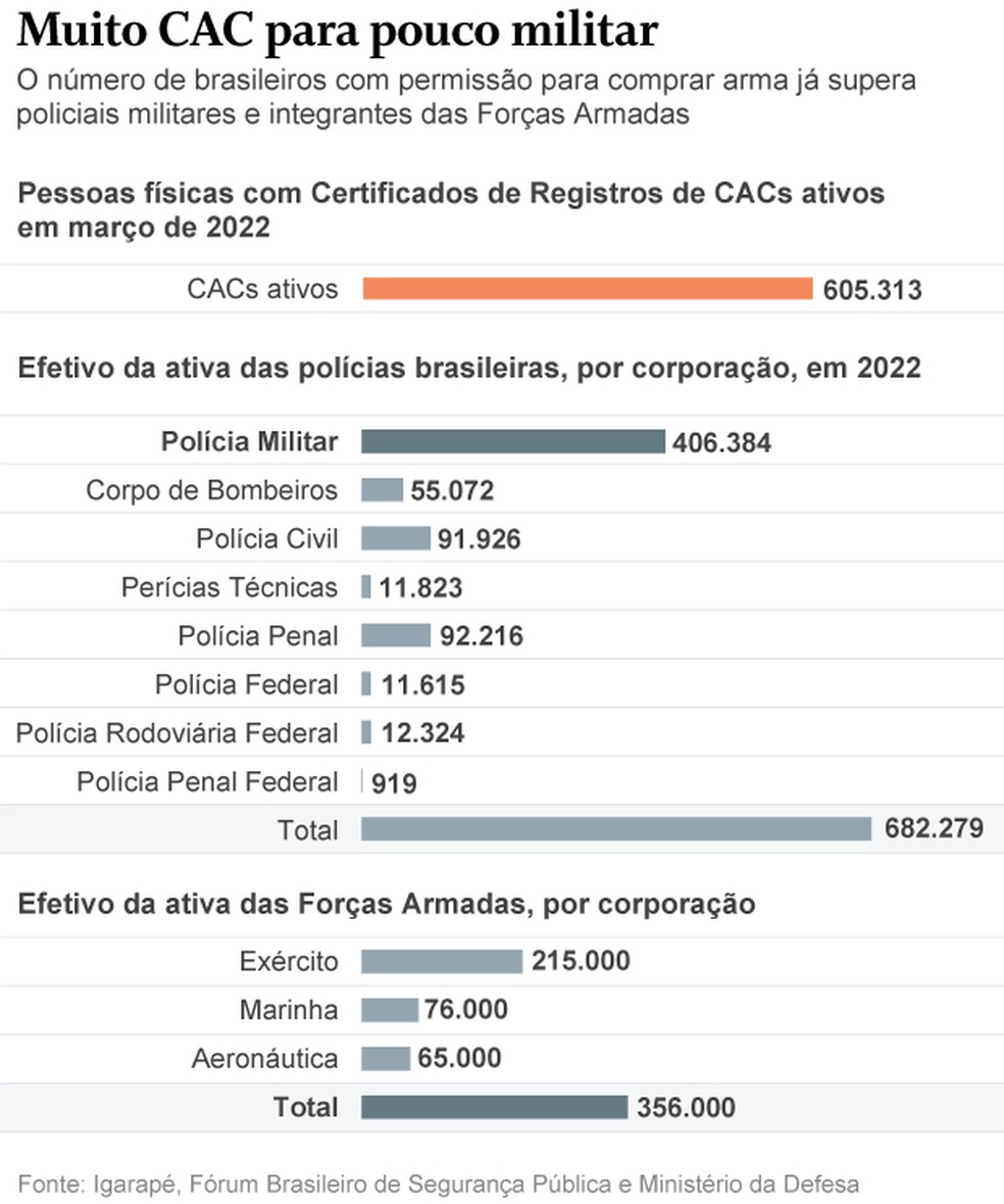 Dados do armamento no país — Foto: Editoria de Arte