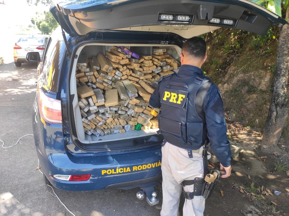 Drogas foram apreendidas pela PRF em Bom Despacho  — Foto: PRF/Divulgação 