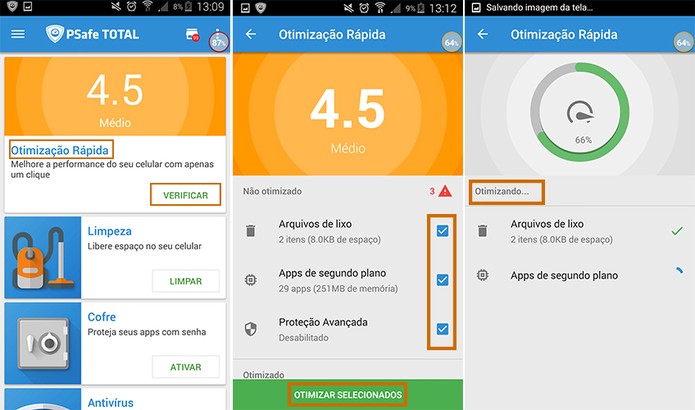 Faça uma otimização rápida no Android com app PSafe Total (Foto: Reprodução/Barbara Mannara)