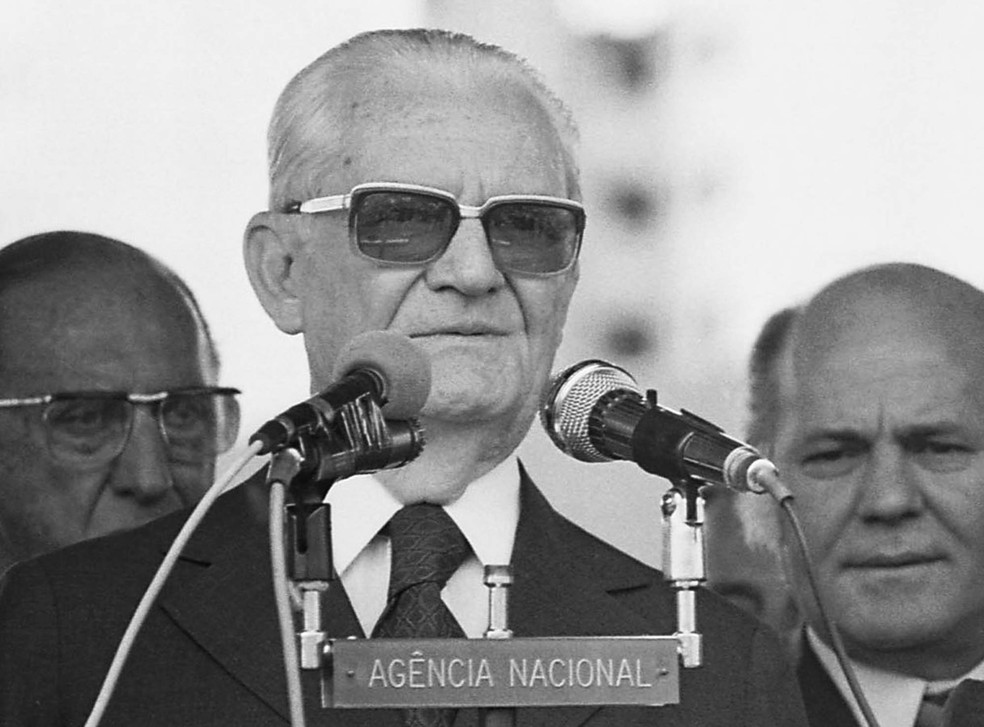 O então presidente da República Ernesto Geisel durante evento em São Paulo em novembro de 1978 (Foto: Estadão Conteúdo/Arquivo)