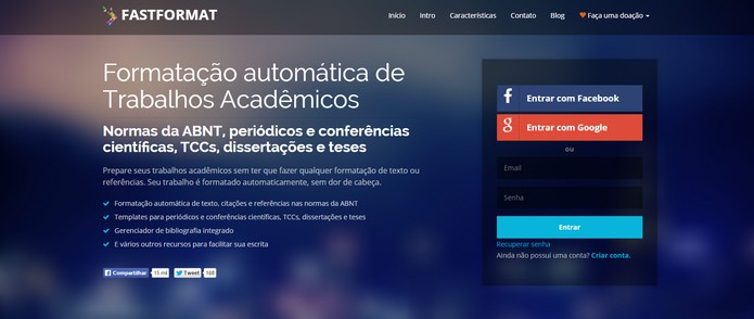 Site brasileiro FastFormat permite formatar trabalhos acadêmicos de forma simples (Foto: Reprodução/Barbara Mannara)