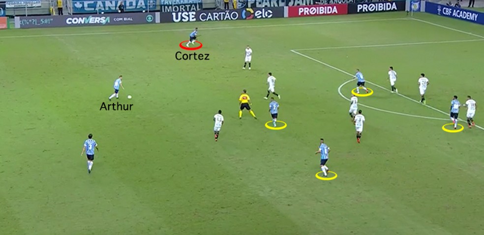Cortez aberto, fazendo o movimento para receber de Arthur (Foto: Leonardo Miranda)