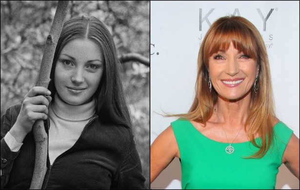 Jane Seymour com 18 aninhos, em abril de 1969, e hoje, com 63. (Foto: Getty Images)
