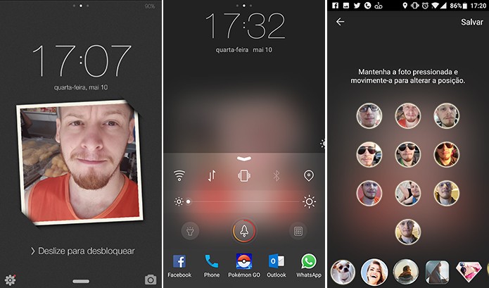 PIP Lock Screen traz montagens, atalhos e senha com fotos do usuário no Android (Foto: Reprodução/Elson de Souza)