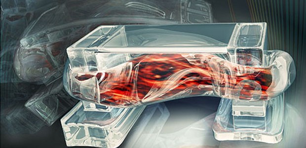Os biobots de músculo foram fabricados numa impressora 3D utilizando hidrogel – um polímero que retém água – e células vivas (Foto: Universidade de Illinois)
