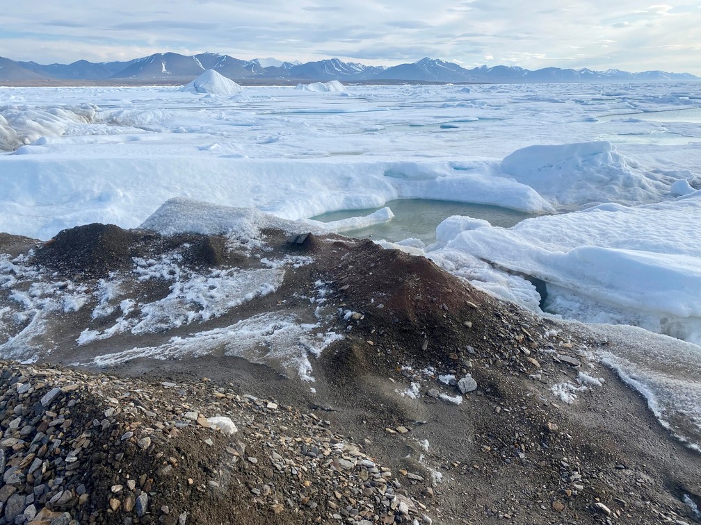 Ilha mais ao norte do mundo descoberta próxima da Groenlândia — Foto: Julian Charriere/Reuters