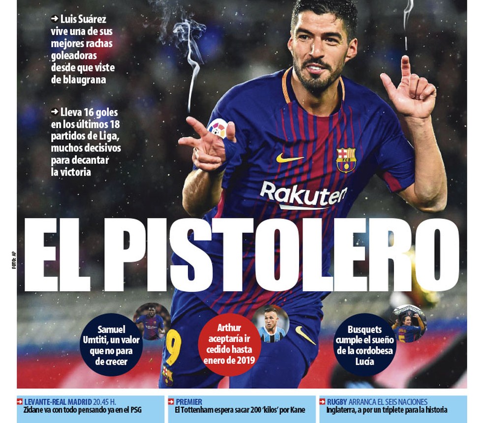 Arthur tem destaque no Mundo Deportivo em capa com Luis Suárez (Foto: reprodução)