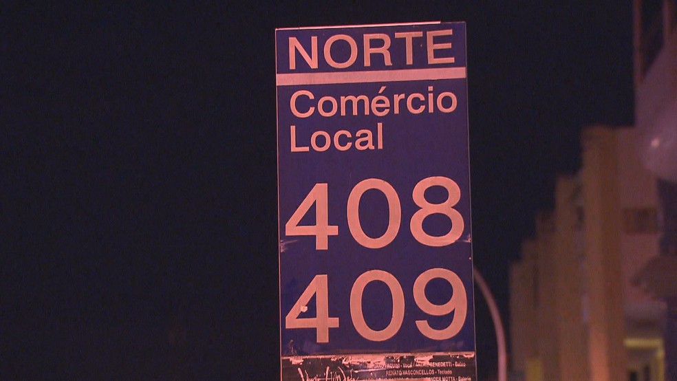 Placa que indica comércio da 408/409 Norte (Foto: TV Globo/Reprodução)