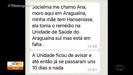 Telespectador comenta sobre a falta de medicamento para hanseníase pelo SUS em Araguaína