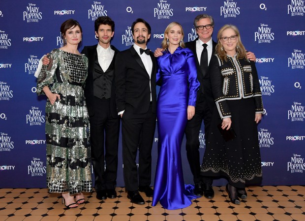  Emily Mortimer, Ben Whishaw, Lin-Manuel Miranda, Emily Blunt, Colin Firth e Meryl Streep (Foto: Getty Images)