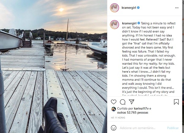 O post de Jana Kramer celebrando a assinatura de seu divórcio (Foto: Instagram)
