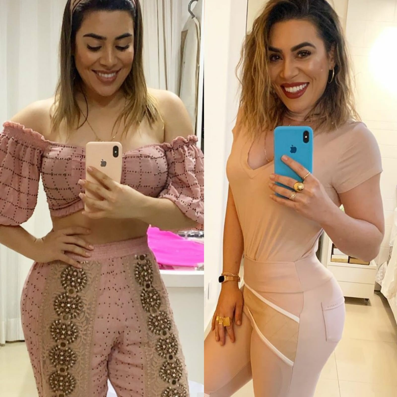 Naiara Azevedo: antes e depois da quarentena (Foto: Reprodução)