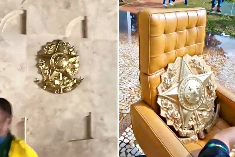 Cadeira usada pela presidência do STF, com assinatura do arquiteto e designer Jorge Zalszupin — Foto: Reprodução/Twitter