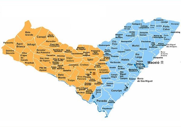 Mapa do estado de Alagoas (Foto: Reprodução/IBGE)