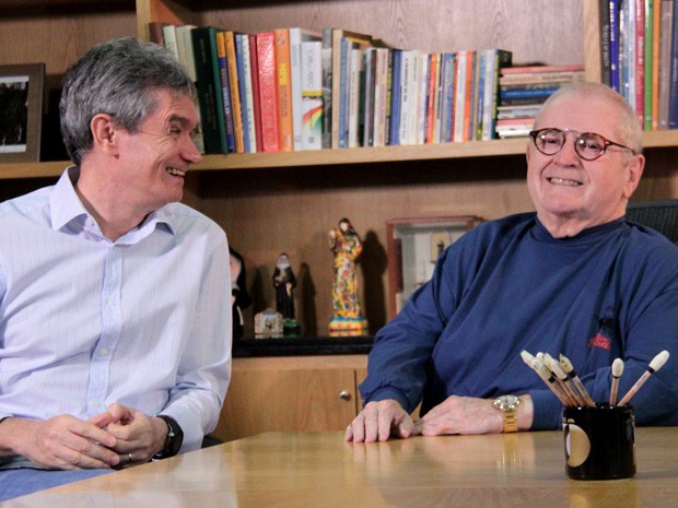 Serginho Groisman entrevista o apresentador Jô Soares (Foto: TV Globo/Altas Horas)