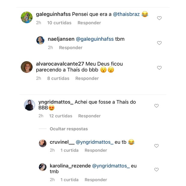 Parecem? Isis Valverde corta franja e fãs comentam que ficou parecida com Thais Braz (Foto: Reprodução/Instagram )