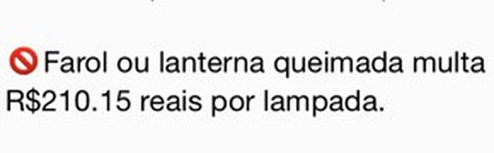 Mensagem sobre multas que circula nas redes (Foto: Reprodução)