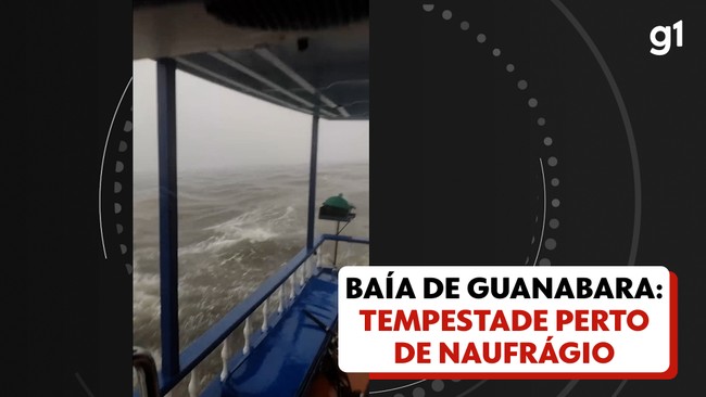 Vídeo mostra temporal que afundou traineira na Baía de Guanabara