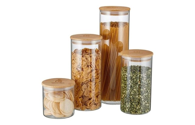 Potes herméticos com tampa de bambu (Foto: Reprodução Amazon)