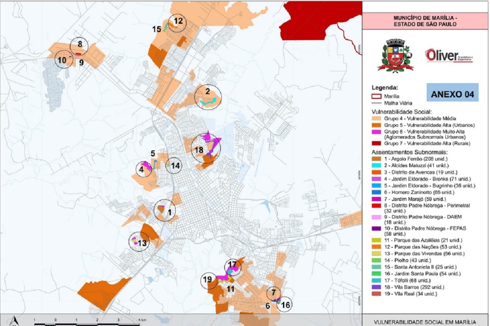 Mapeamento das favelas e habitações precárias em Marília — Foto: Reprodução