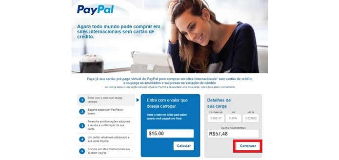 Tela inicial do site Brasil Pré Pagos, parceiro do PayPal (Foto: Reprodução/Raquel Freire) (Foto: Tela inicial do site Brasil Pré Pagos, parceiro do PayPal (Foto: Reprodução/Raquel Freire))