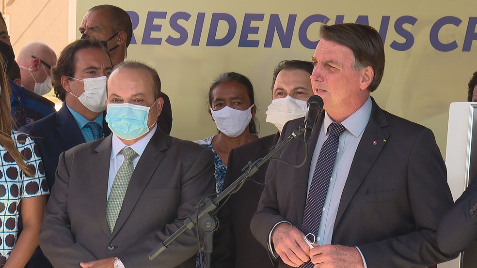 Governador Ibaneis Rocha e presidente Jair Bolsonaro  — Foto: TV Globo/Reprodução 