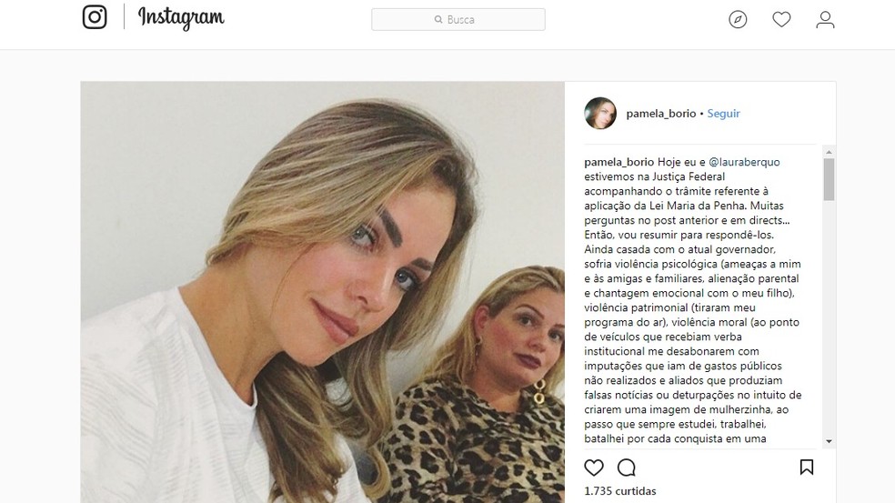 A ex-primeira-dama Pâmela Bório fala sobre a ação que move contra Ricardo Coutinho com base na Lei Maria da Penha (Foto: Reprodução/Instagram/@pamela_borio)