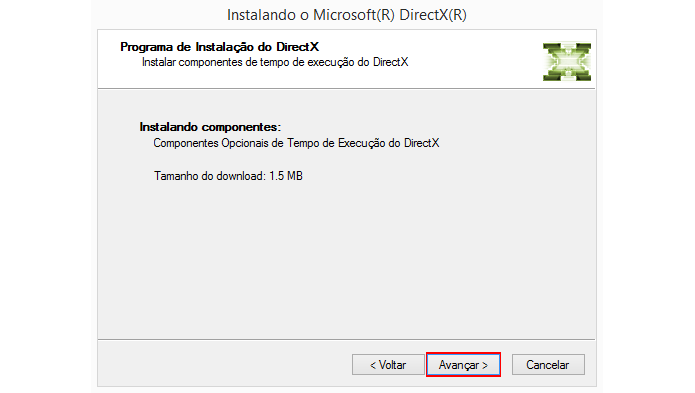 Texto ? diferente quando o DirectX j? est? atualizado (Foto: Reprodu??o/Microsoft)