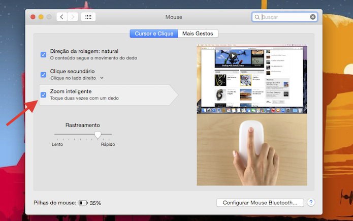 Ativando o zoom inteligente do Magic Mouse no Mac OS (Foto: Reprodução/Marvin Costa)