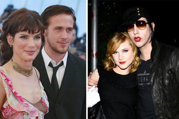 Sandra Bullock com Ryan Gosling e Evan Rachel Wood com Marilyn Manson (Foto: Getty Images)