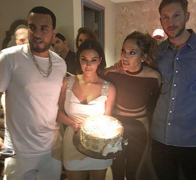 Kim Kardashian comemora aniversário de JLo com... Calvin Harris! (Foto: Reprodução/Instagram)