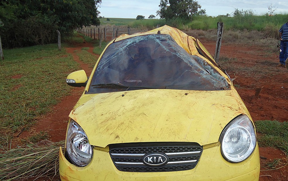 Carro em que estava Pedro Leonardo no dia do acidente — Foto: Polícia Rodoviária Estadual/Divulgação